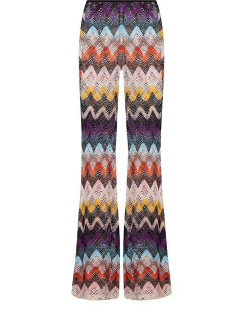 chevron-pattern trousers