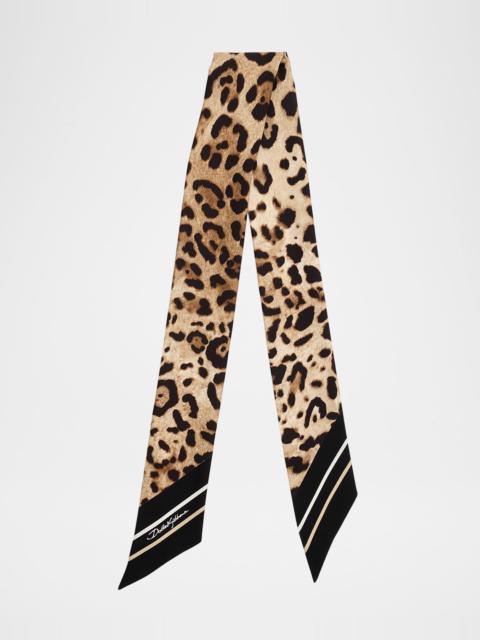 Leopard-Print Silk Twill Bandeau Scarf