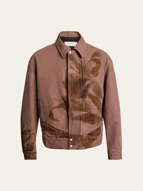 Men's Cotton Floral Full-Zip Blouson Jacket