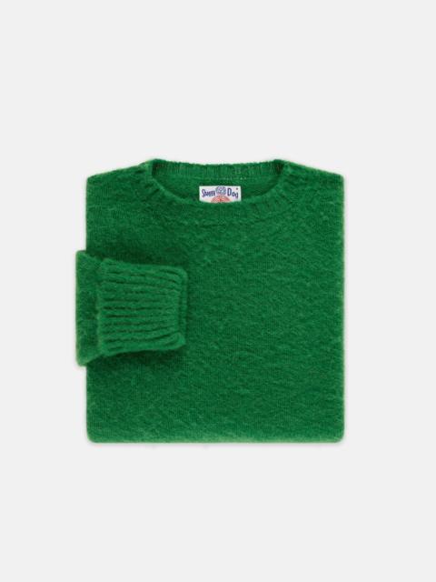 MADE-IN-SCOTLAND GRASS GREEN SHAGGY DOG SWEATER - CLASSIC FIT