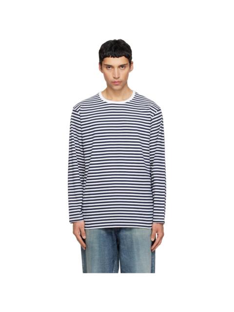 Navy & White COOLMAX Stripe Jersey L/S T-shirt