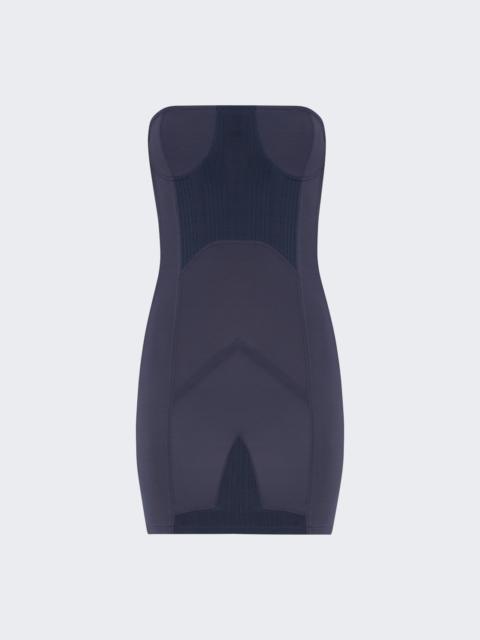 Mix Viscose Jersey And Rib Mini Dress Petrol