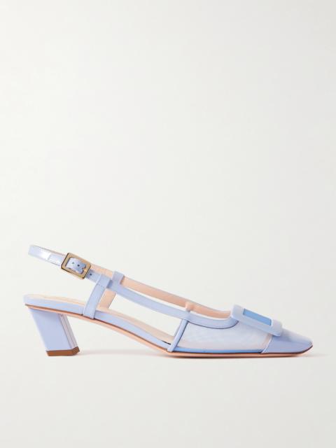 Belle Vivier Buckled Patent-leather And Mesh Slingback Pumps