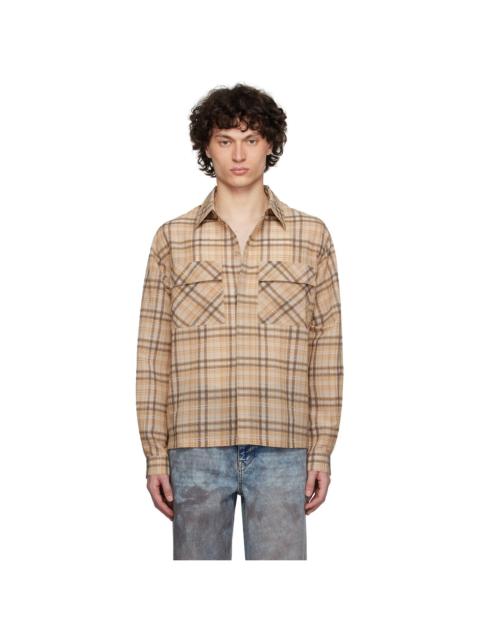 Beige Sheer Flannel Shirt