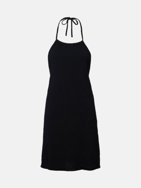 Halterneck seersucker minidress