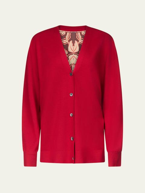 x Henry Zankov Murano Oversized Silk-Back Cardigan