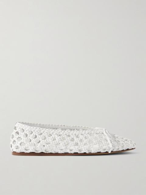 Regency Bow-embellished Woven Leather Ballet Flats