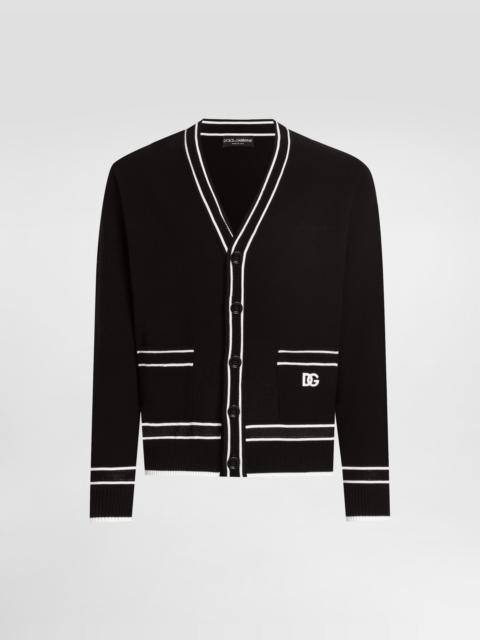 Oversized cotton piqué cardigan with buttons