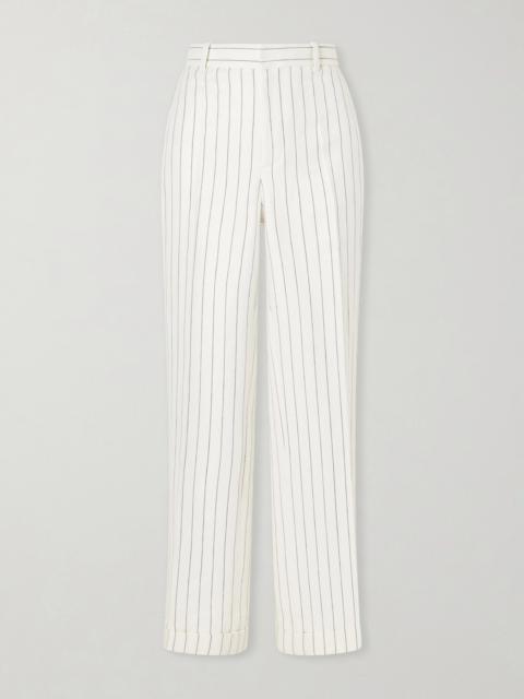 Pinstriped Hemp Straight-leg Pants