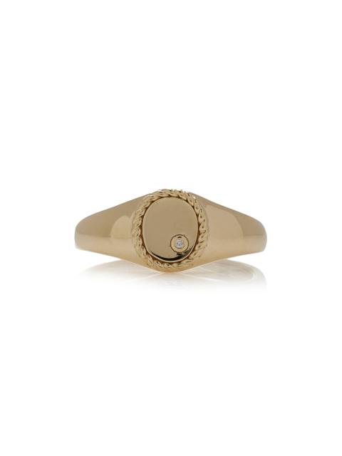 9K Yellow Gold Signet Diamond Ring yellow