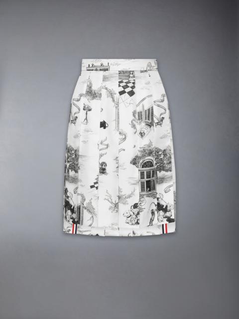 SILK TWILL HECTOR TOILE PLEATED SKIRT