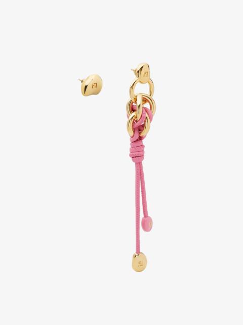 Fendi Candy Earrings Gold-colored metal and pink leather earrings