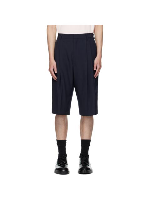 Navy Tailored Wool Shorts