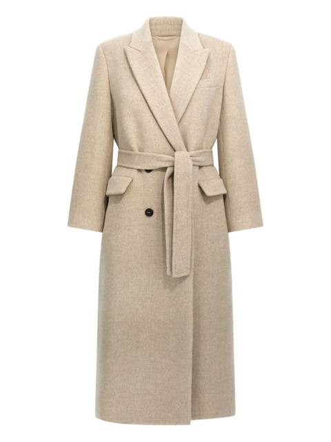 belted peak-lapel coat