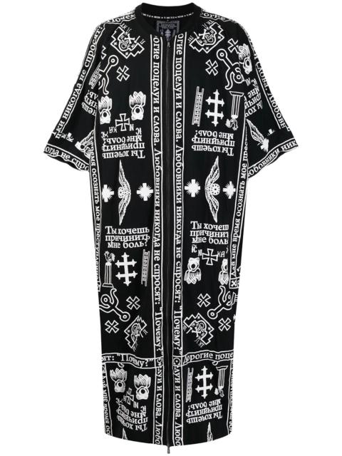 church print zipped kaftan