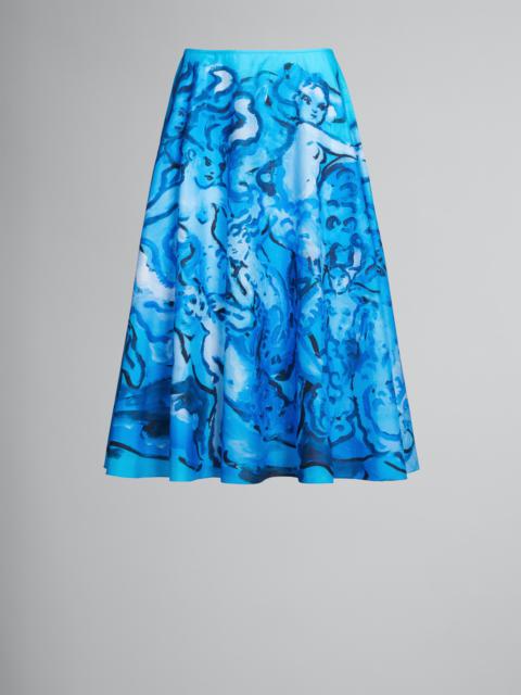 PRINTED FULL POPLIN SKIRT