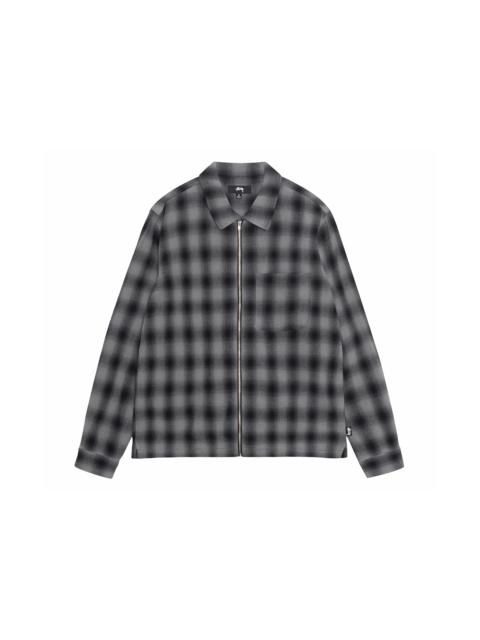 Stussy Plaid Twisted Yarn Zip Shirt Charcoal