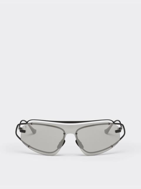 Ferrari sunglasses in matt black titanium with silver gradient mirror grey shield