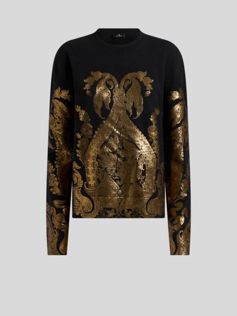 SWEATER WITH METALLIC PRINT