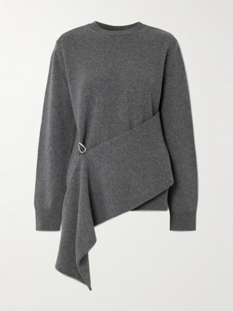 Embellished Draped Wool And Cashmere-blend Sweater