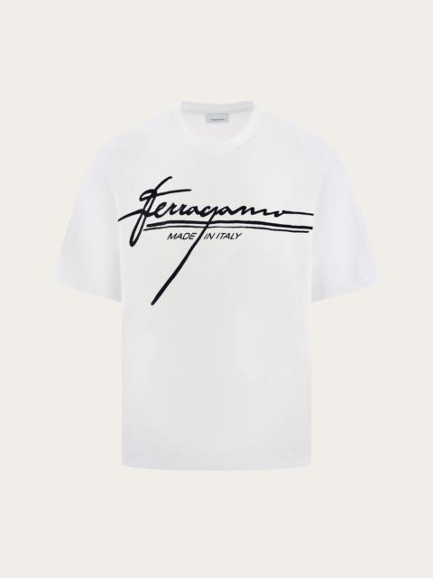 Crew neck T-shirt with printed signature