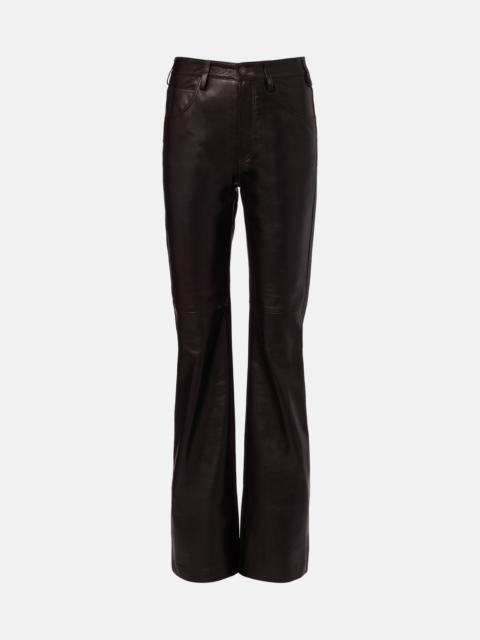 Leather bootcut pants