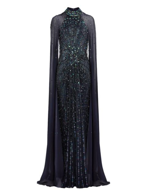 Thea embellished cape maxi dress