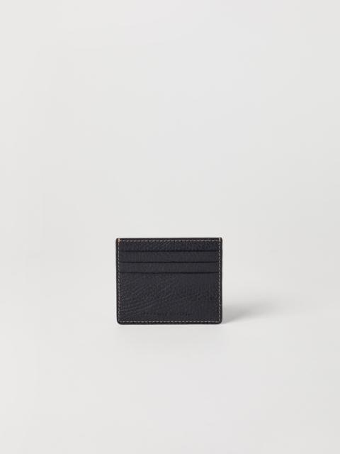 Grained calfskin mini card case