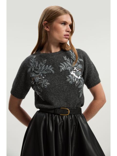 Archive Floral Embellished Cosy Wool Blend Top
