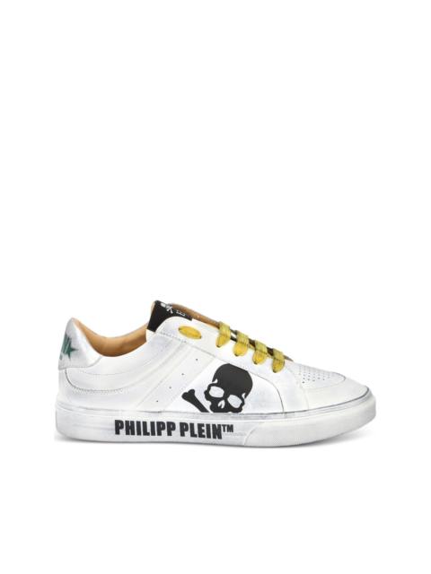 skull leather low-top trainers
