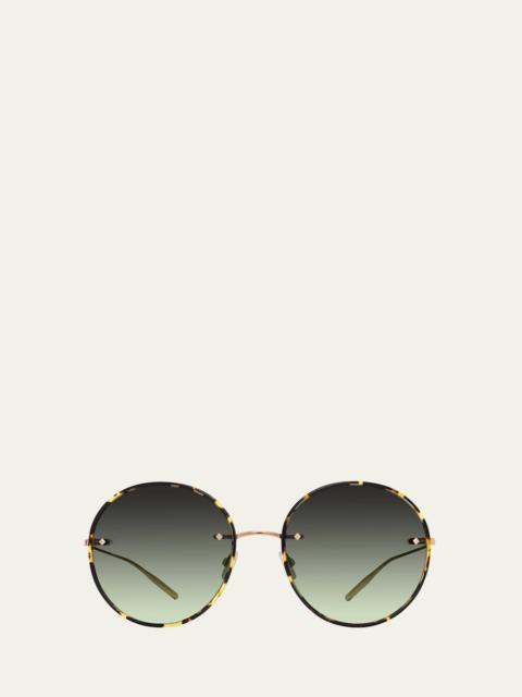 Rigby Havana Titanium & Acetate Round Sunglasses
