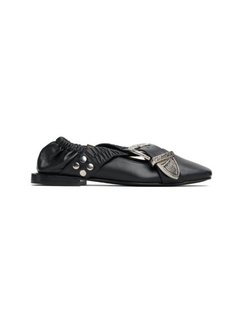Black Cross Strap Ballerina Flats