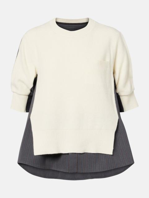 Striped layered wool sweater