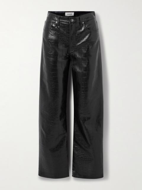 Arc Croc-effect Barrel-leg Pants
