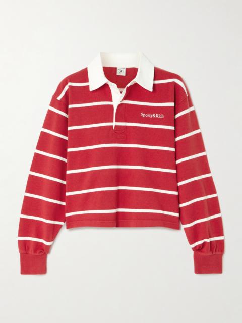 Serif Rugby Logo-embroidered Striped Cotton-jersey Polo Shirt