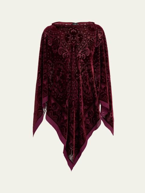 Paisley-Pattern Velvet Poncho Top