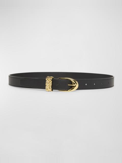 Leather Belt W/ 14-Karat Gold Buckle