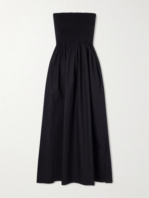 Jamie Strapless Shirred Cotton-poplin Midi Dress