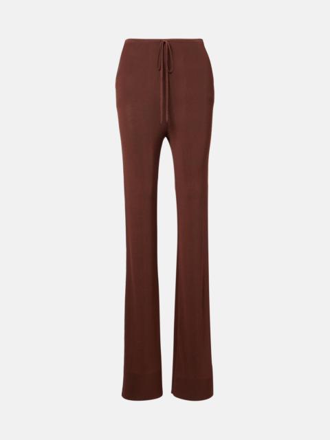 Ribbed-knit flared pants