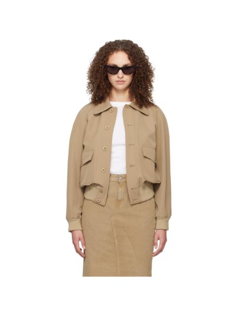 Beige Raglan Bomber Jacket