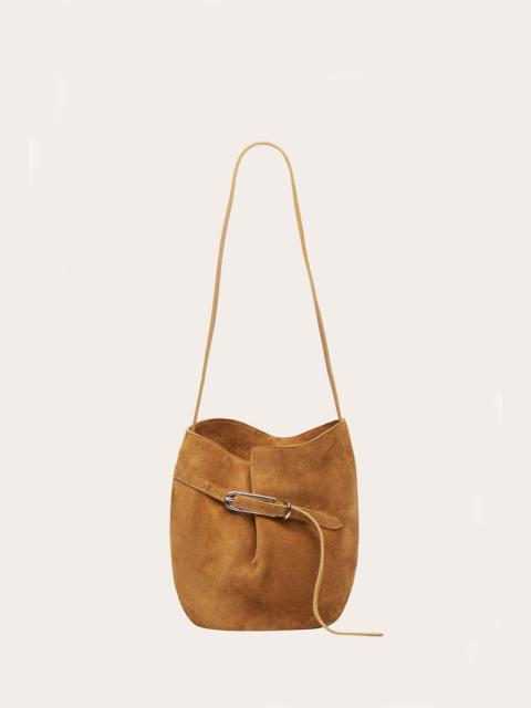 BELTED BUCKET BAG BEIGE SUEDE