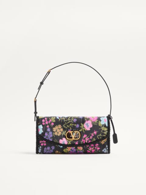 VALENTINO GARAVANI DEVAIN SMALL SHOULDER BAG IN MOIRÉ PAPIER FLORAL FABRIC