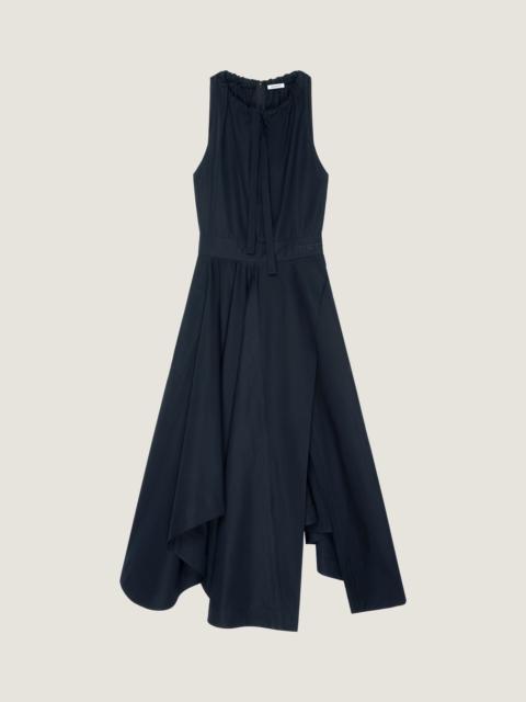 LONG ASYMMETRIC DRESS IN POPLIN WITH BOW