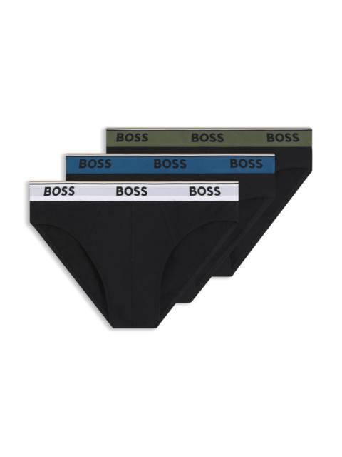 THREE-PACK OF LOGO-WAISTBAND BRIEFS IN STRETCH COTTON
