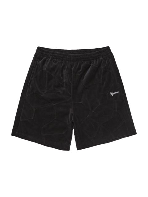 Supreme Patchwork Velour Short Black