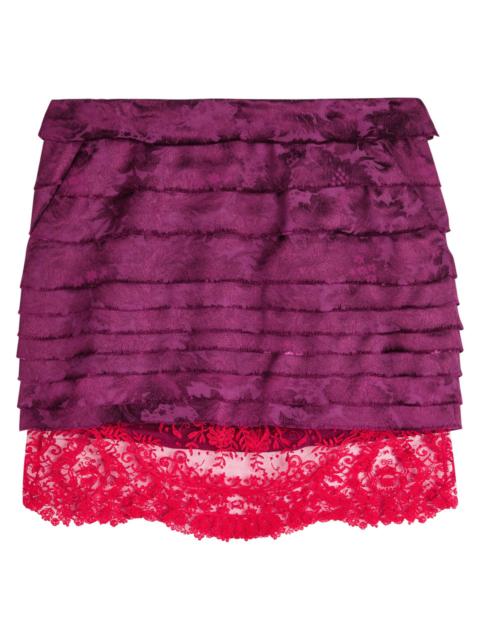 Yves Saint Laurent Tiered Floral-jacquard Woven Mini Skirt