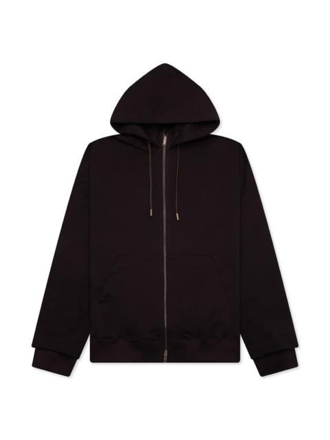 ZIP UP HOODIE - BROWN