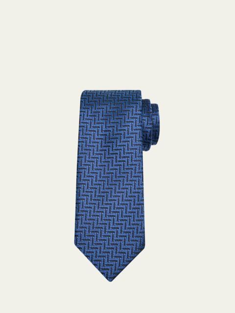 Men's Diagonal Chevron Silk Tie