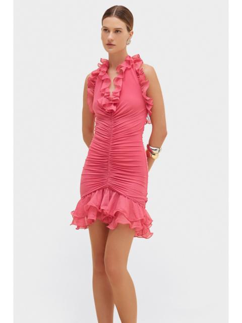 SILK PLISSE PLUNGE MINI DRESS