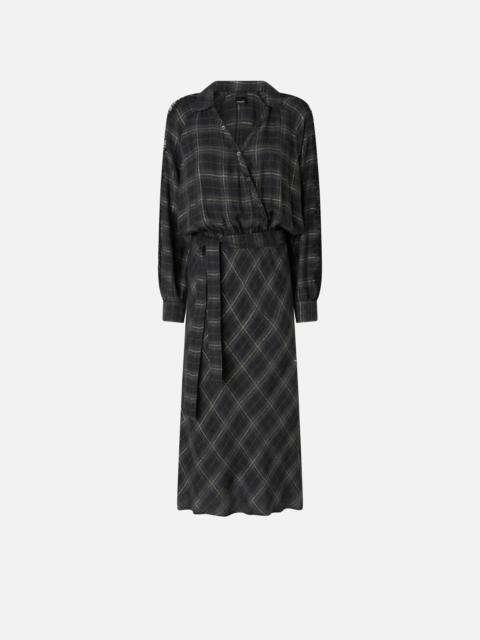 LONG CHECK DRESS WITH LACE